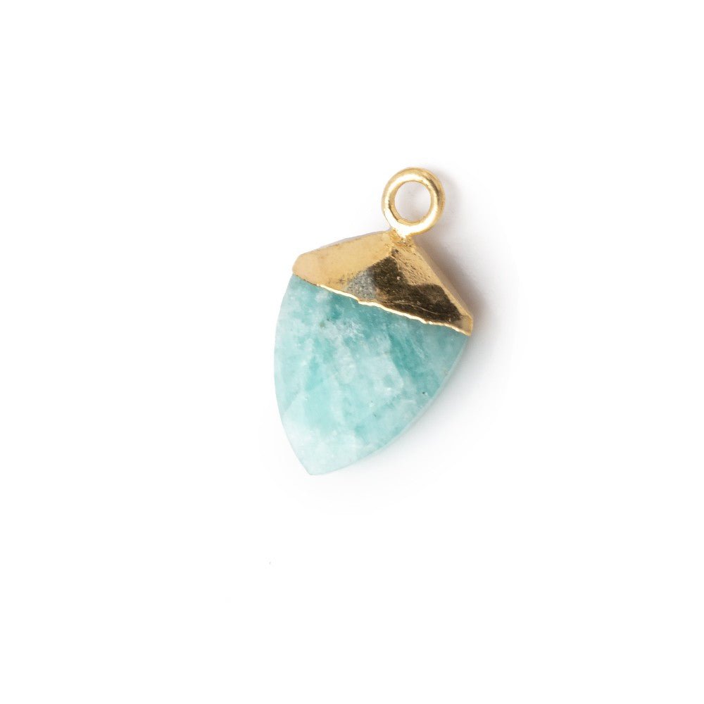 13x10mm Gold Leafed Amazonite Faceted Shield Focal Pendant 1 piece