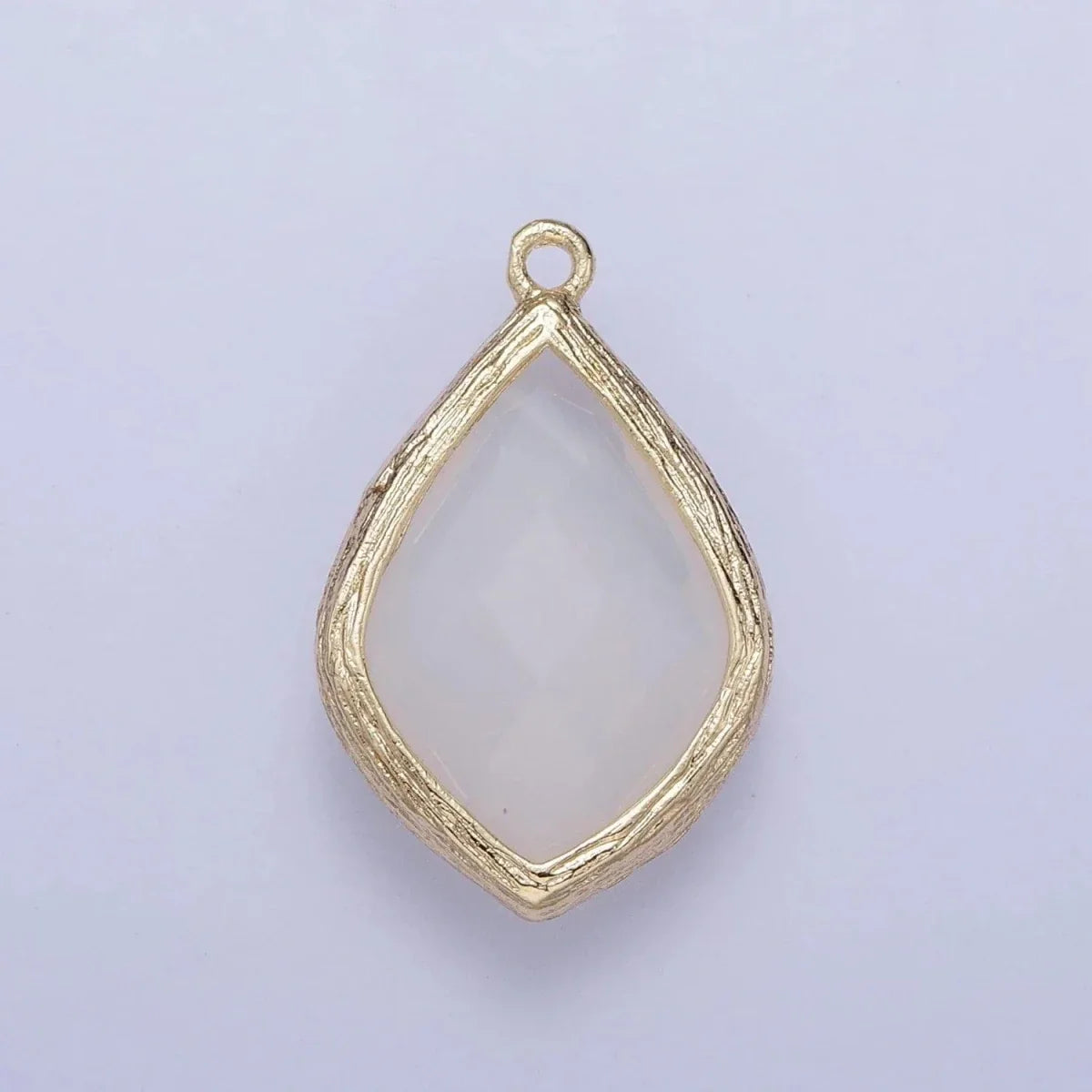 14k Gold Filled 22mm White, Peach Multifaceted Teardrop Bezel Charm | AG005 AG006