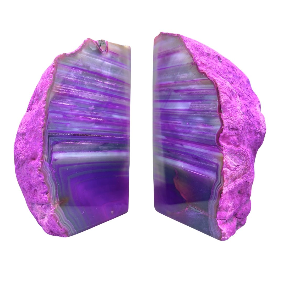 Agate Assorted Polished Bookends (Size 3 To 6 Inches) (1 Pair) Hand Carved Polished Gemstone Decor